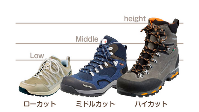 登山靴のカット種類