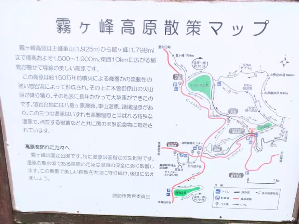 霧ケ峰高原散策マップ