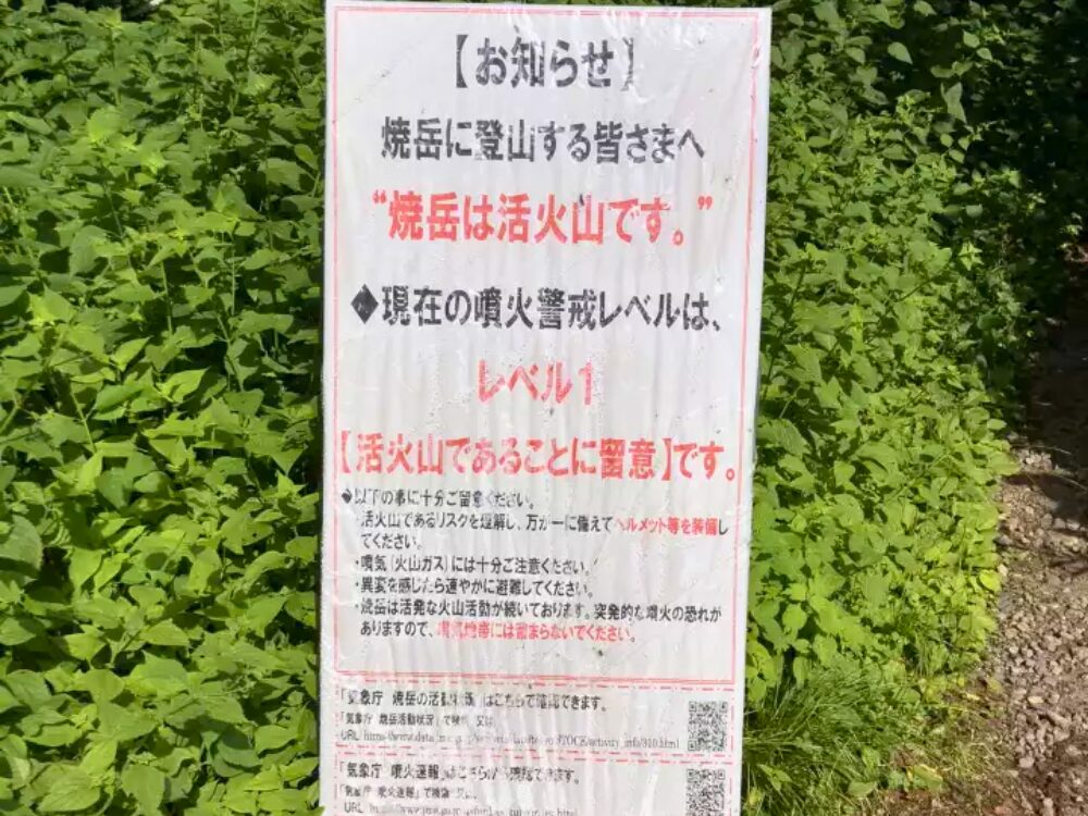 活火山 注意看板