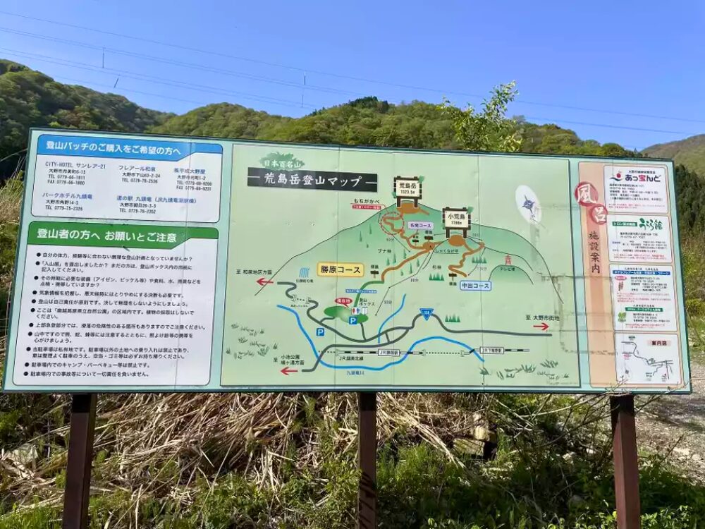 荒島岳　登山マップ