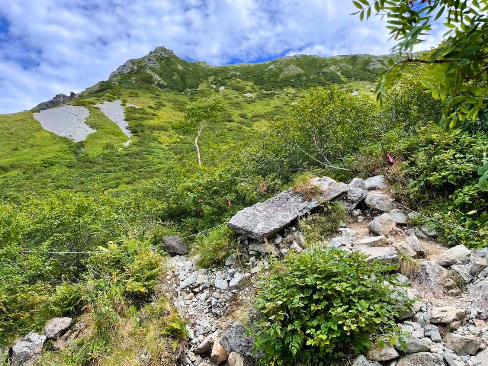 登山道の途中の絶景ポイント