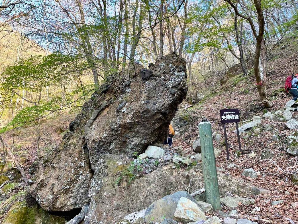 皇海山登山道にある、夫婦蛙岩