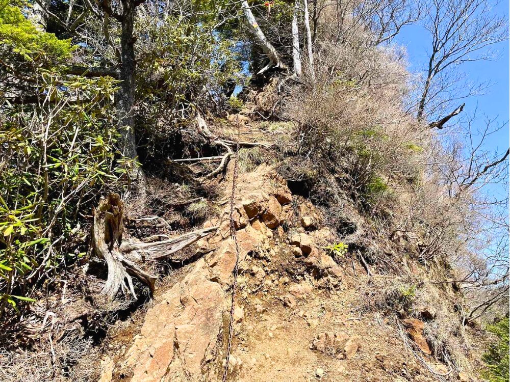 鋸山手前の鎖場